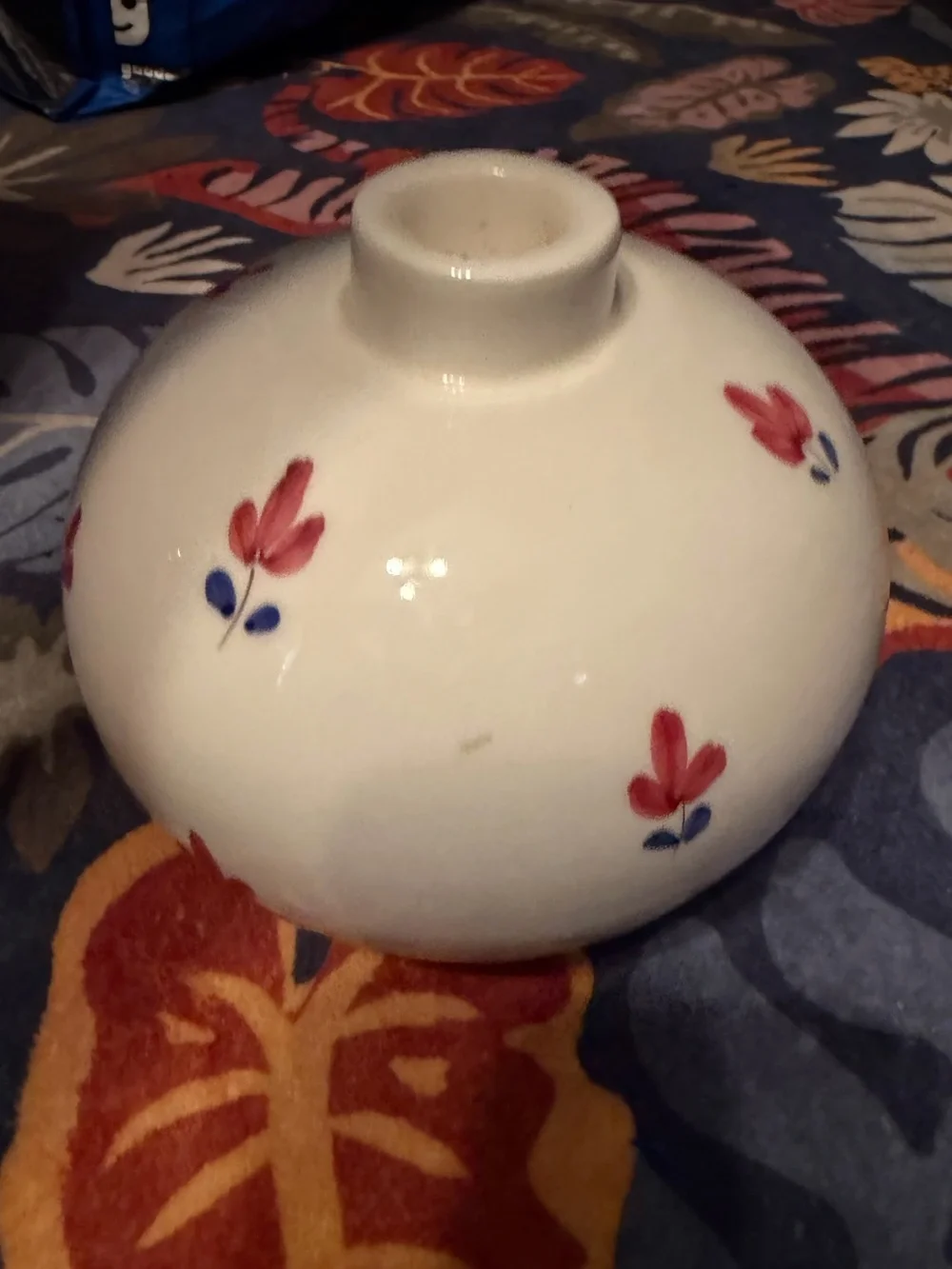 Vintage Hand Painted Ceramic Taper Candle Holder Floral Cottagecore Farmhouse
